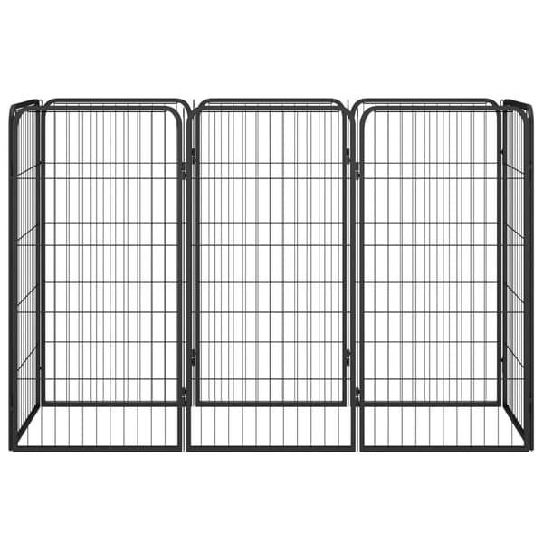 vidaXL hundebur, 8 paneler, sort, 50x100 cm, stål