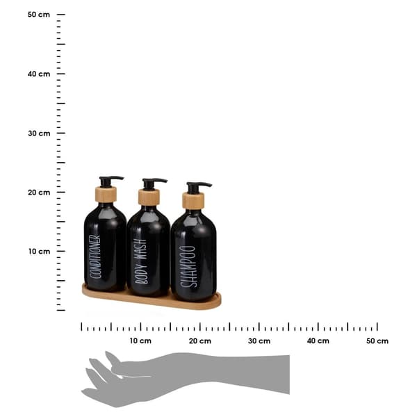 Sæt med badeværelsesdispensere i sort 3x500 ml
