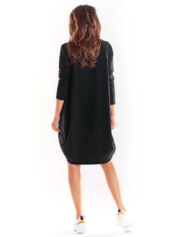 Oversized langærmet kjole i bomuldsjersey, sort L/XL
