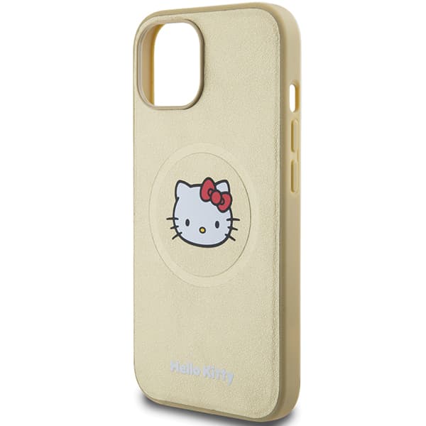 Hello Kitty Læder Kitty Hoved MagSafe Etui til iPhone 14, Guld