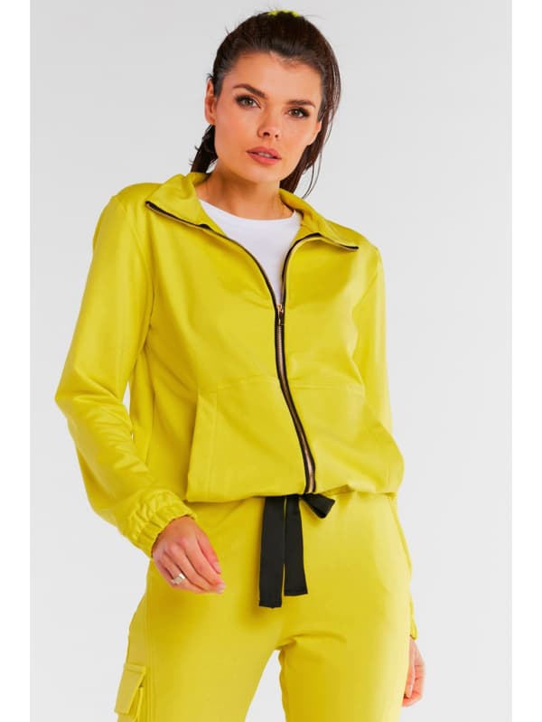 Bomullströja med dragkedja, gul L/XL