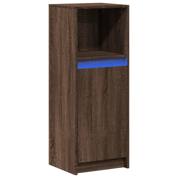 vidaXL LED-skab brunt egetræ 38x34x100 cm