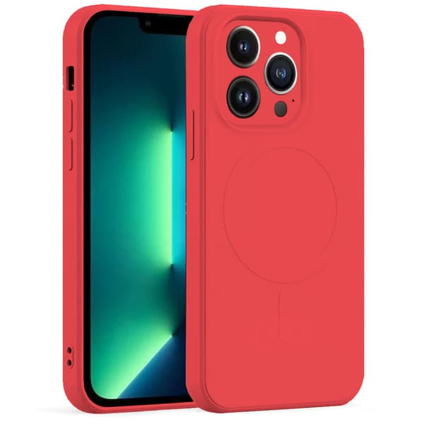 Silikone Mag Cover-etui til iPhone 13 Pro Max, Rød
