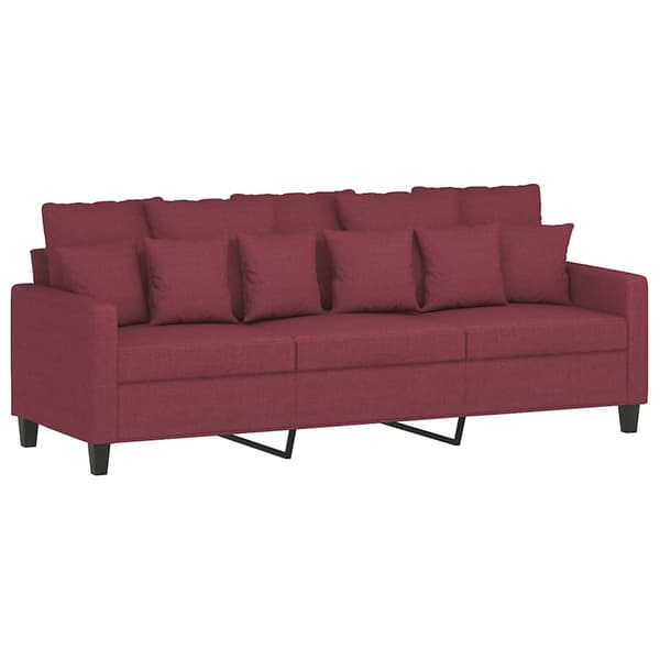 vidaXL 3-sitssoffa, vinröd, 180 cm, tygklädsel