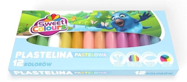 Firkantet pastel modellervoks, 12 farver