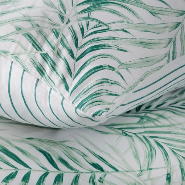RAYA-vuodevaate raidat lehdet minttu 140x200 satiini