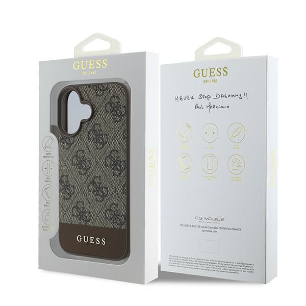 Guess 4G Bundstribet Etui til iPhone 16 Plus, Brun