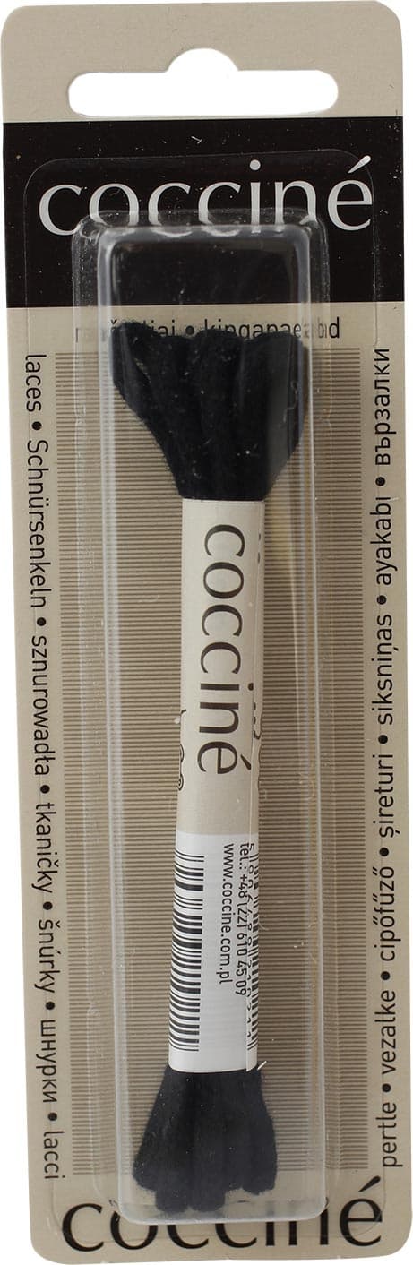 COCCINE 2 mm bomuldssnørebånd til formelle og hverdagssko, sorte, 75 cm