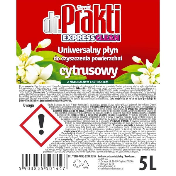 Clovin Dr.Prakti Express Clean 5L universaali sitruuna