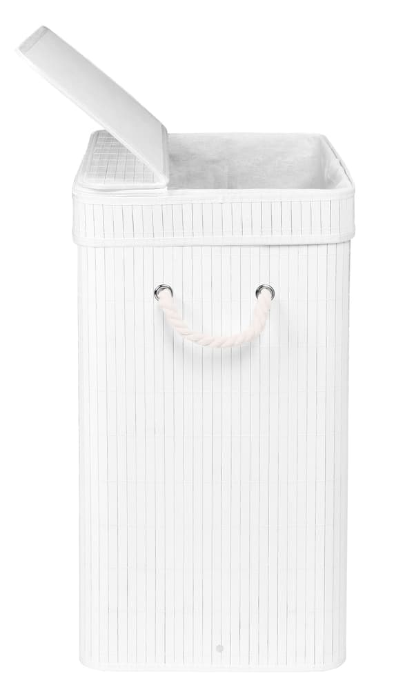 SOREN 80L tvättkorg i bambu med lock, vit