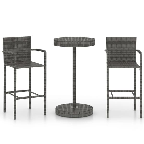 vidaXL 3-delt havebarsæt, PE-rattan, grå