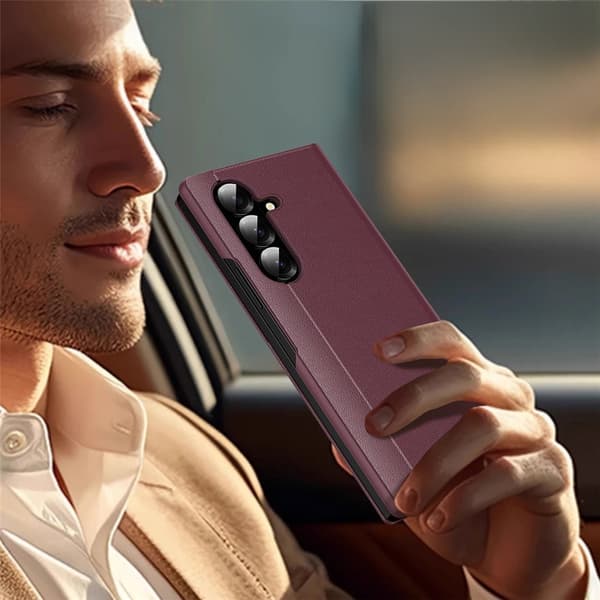Samsung Galaxy Z Fold7 Smart View Pung-etui, Bordeauxrød
