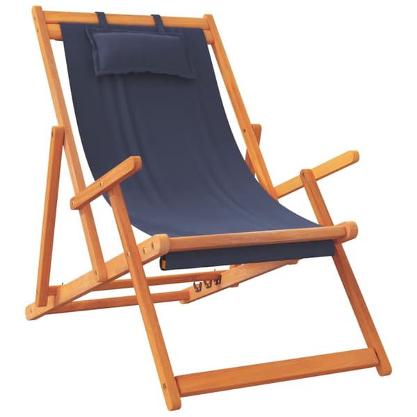 vidaXL foldbare strandstole, sæt med 2, blå, stofbetræk