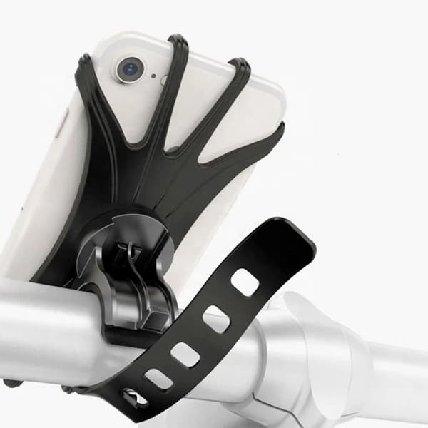 Telefonholder til cykel, roterende, silikone, sort, stabil