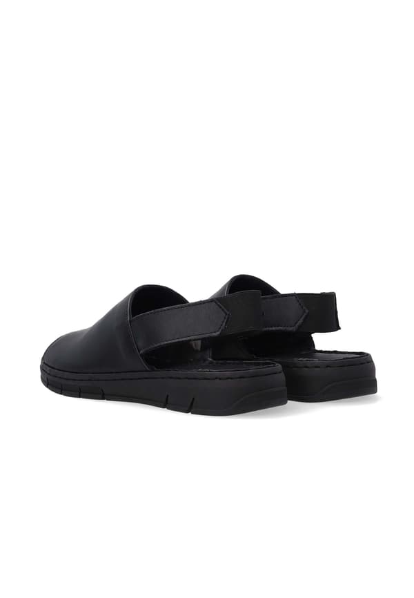 Sorte damesandaler i læder med elastisk rem Sorte damesandaler i læder med elastisk rem 37