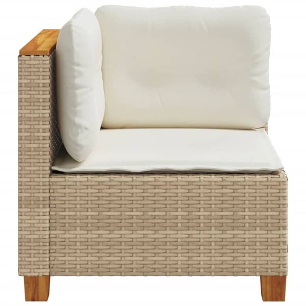 vidaXL Hörnsoffmodul med kuddar, beige, polyrotting