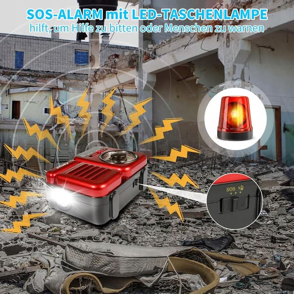 Efluky krankradio USB, AM, FM, SOS, powerbank