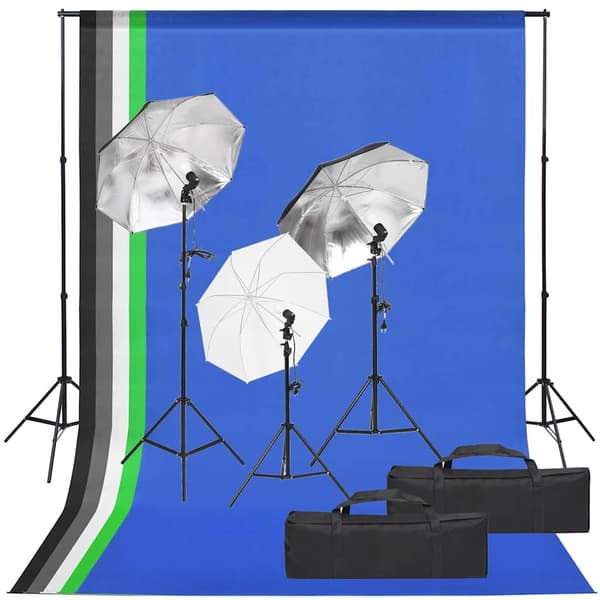 vidaXL Valokuvausstudiosetti valoilla ja taustoilla