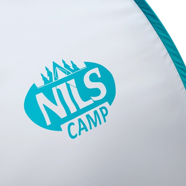 Nils Camp selvopsættende strandtelt grå-turkis NC3173