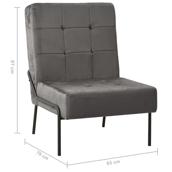 vidaXL Fåtölj, 65x79x87 cm, mörkgrå, klädd i sammet