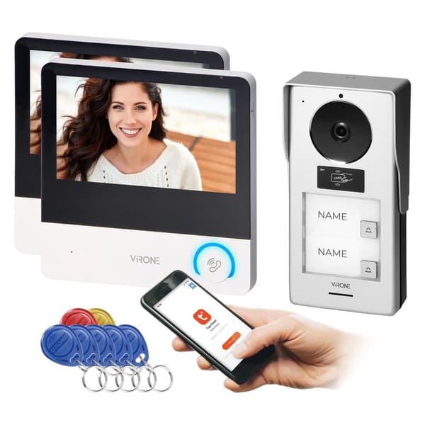 Kahden perheen video-ovipuhelin Pavonis Multi Touchscreen FULL HD RFID Tuya