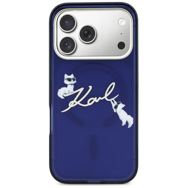 Karl Lagerfeld IML Choupettes Karl Script Logo MagSafe-etui til iPhone 17 Pro Max, blå