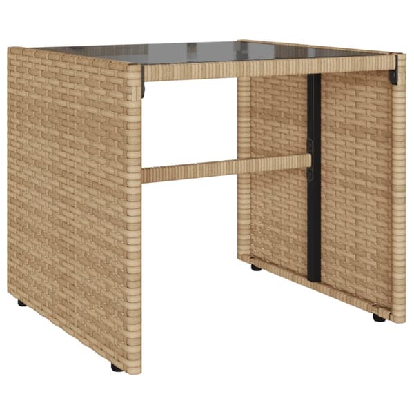 vidaXL 4-delat trädgårdsmöbelset med kuddar, beige, polyrotting