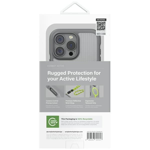 UNIQ Combat Active MagSafe -kotelo iPhone 16 Prolle, harmaa