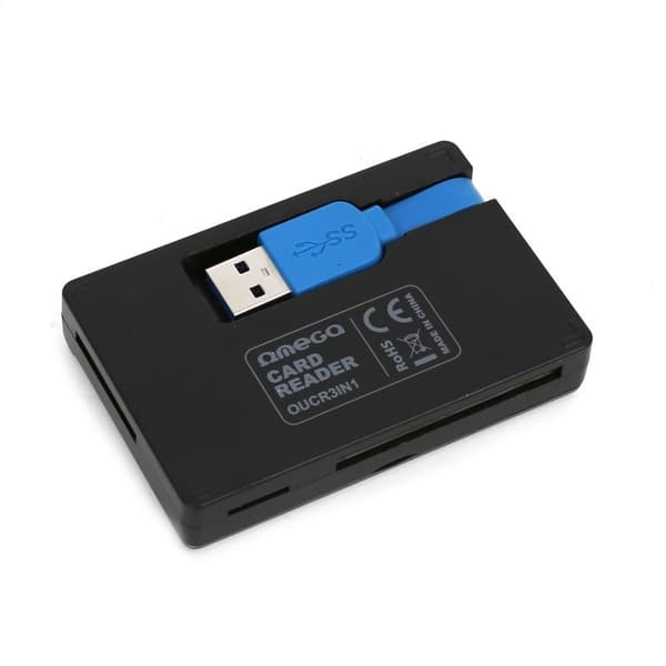 OMEGA KORTLÆSER microSDHC SDHC SDXC CF USB 3.0 + BOKS [42848]