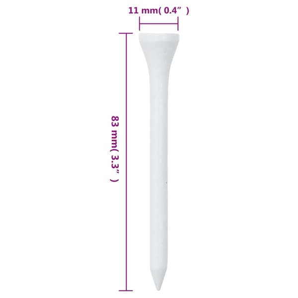 vidaXL Golftees 1000 st vita 83 mm bambu