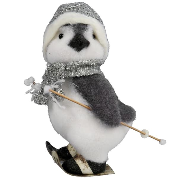 JOULUKORISTE PINGVIINI HIIHTÄMÄSSÄ harmaa 28 cm
