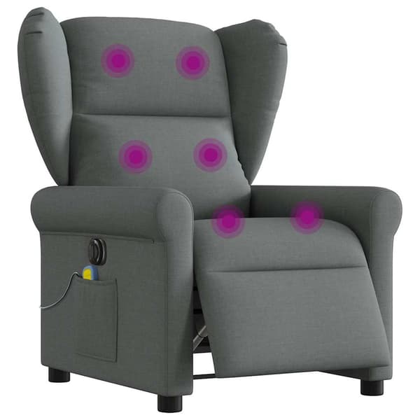 vidaXL Elektrisk vilfåtölj för massage, mörkgrå, tyg