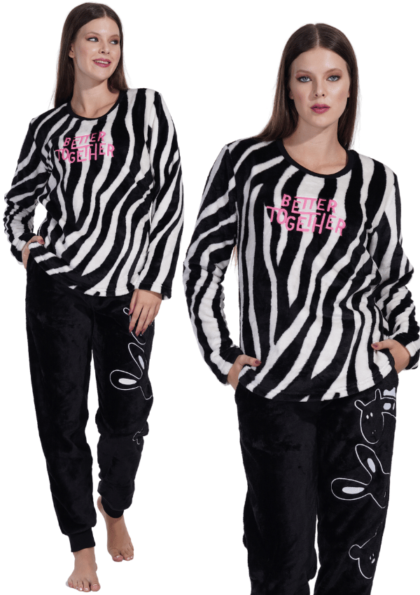 Dame plys vinterpyjamas S 36 varm zebra