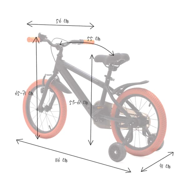 BØRNECYKEL 16 TOMMER BØRNECYKEL MED RGB-LYS SORT