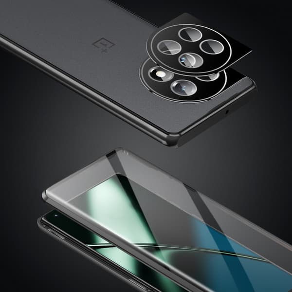 Etui til OnePlus 11 5G, Magnetisk Dobbelt Glas, Sort
