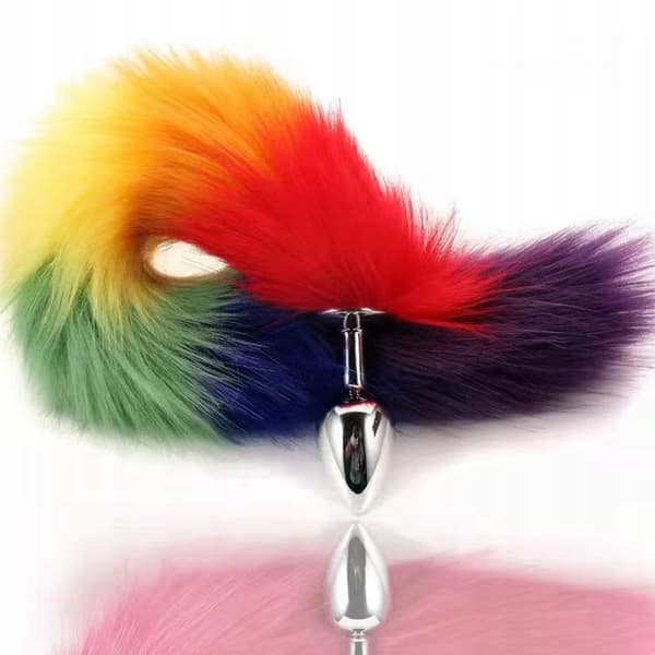 Fox Tail Rainbow Anal Plug 6,5 cm Kita BDSM Rustfrit Stål