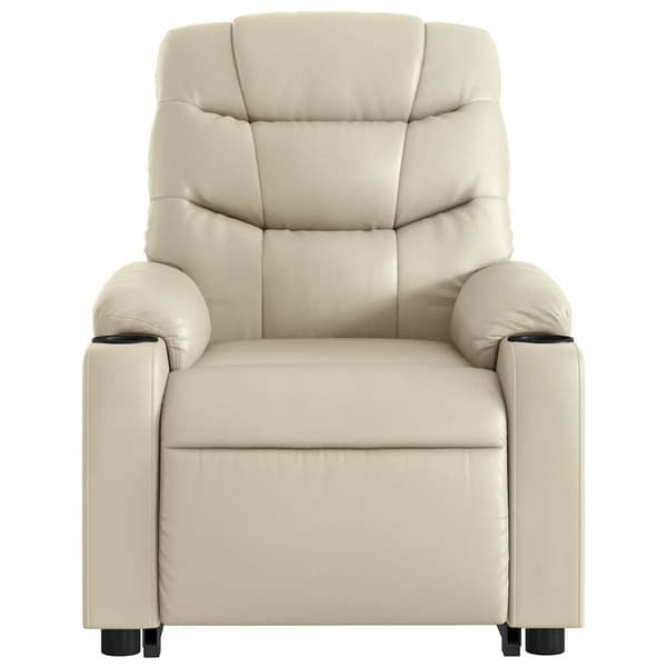 vidaXL Lyftbar massagefåtölj, krämfärgad, konstläder