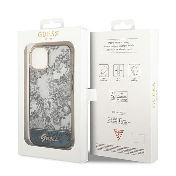 Guess Porcelain Collection iPhone 14 Plus -suojakuori, harmaa