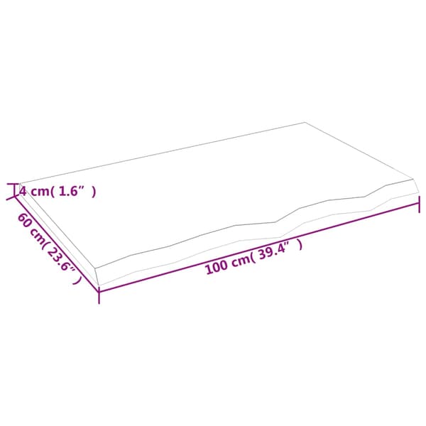 vidaXL hylde mørkebrun 100x60x(2-4) cm egetræsfinish