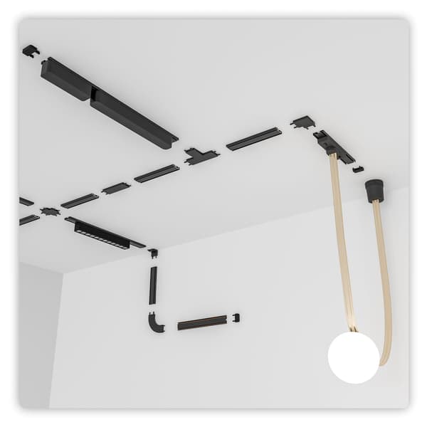 AI lige overflademonteringsstik til SLIM TRACK 48VDC magnetiske skinner