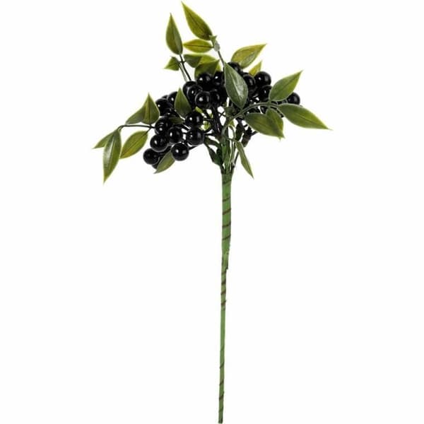 GREN MED BÆR SORTE KUGLER 34 CM