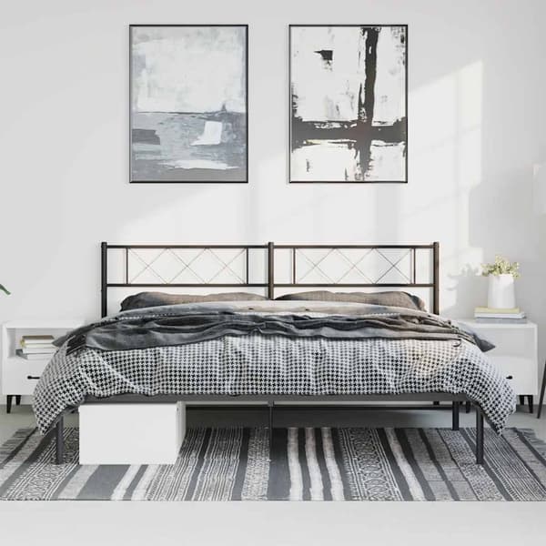 vidaXL metalsengestel med hovedgærde sort 183x213 cm