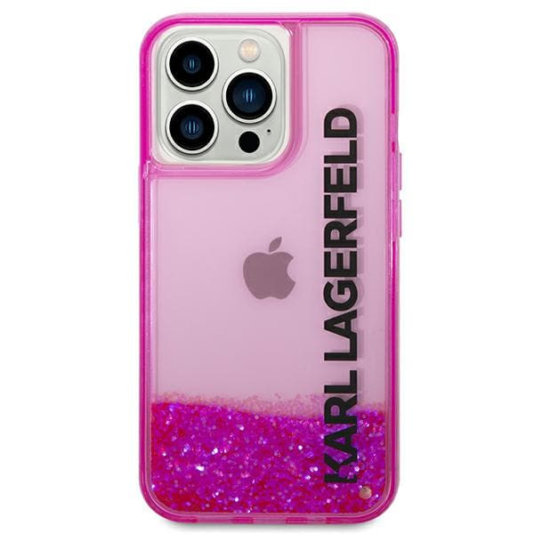 Karl Lagerfeld Liquid Glitter Elong-cover til iPhone 14 Pro Max, lyserød