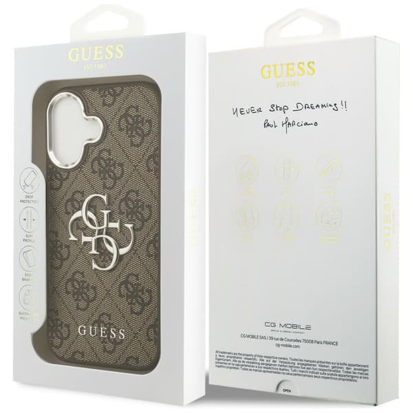 Guess 4G Big 4G Classic Logo-cover til iPhone 17 Brun Sølv