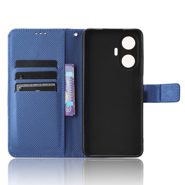 Realme C55 Flip-etui, pung, smart magnet, blå