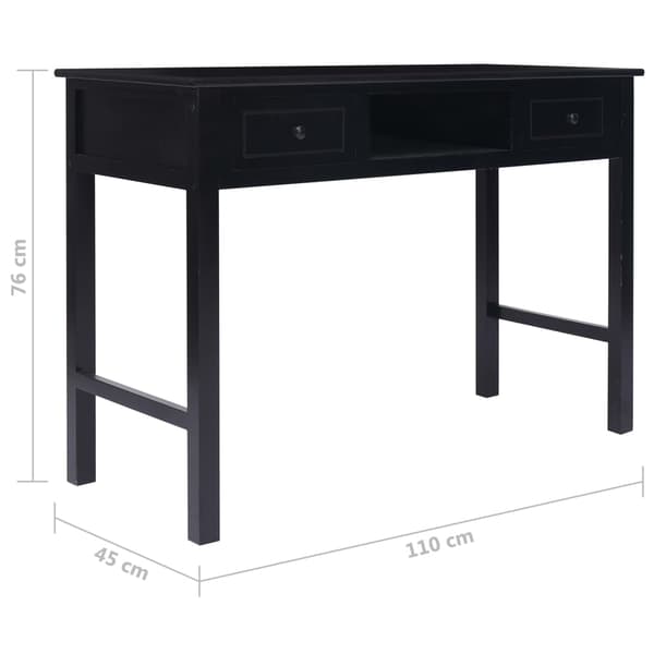 vidaXL skrivebord, sort, 110 x 45 x 76 cm, træ