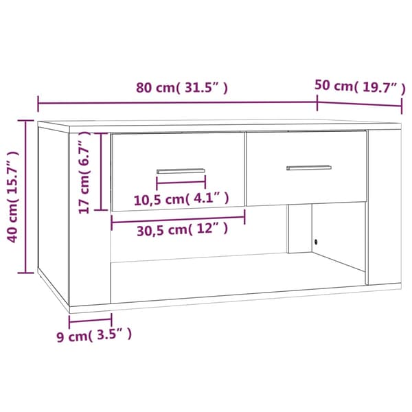 vidaXL Soffbord, Vitt, 80x50x40 cm, Träbaserat Material