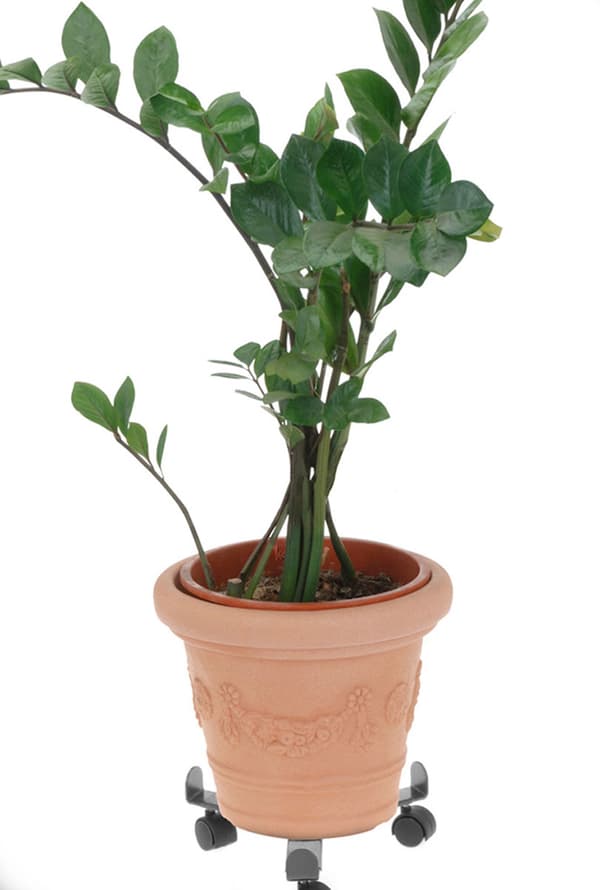 Metal blomsterstander på hjul