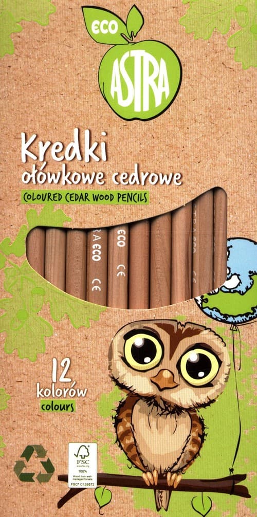 Runda cederträkritor 12 färger ECO 2149
