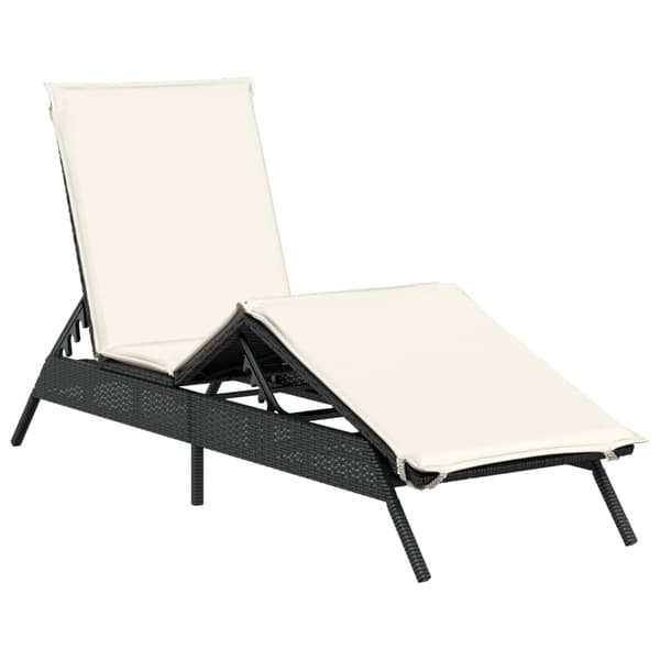 vidaXL liggestol med hynde, sort, polyrattan